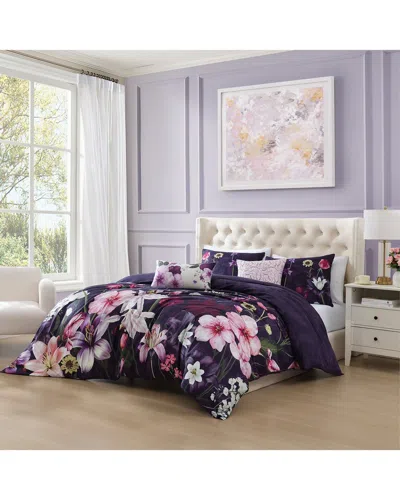 Bebejan 220 Thread Count Morning Glory Reversible Comforter Set In Multi