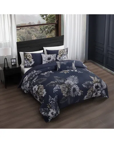 Bebejan 220 Thread Count Forget Me Not Reversible Comforter Set In Blue