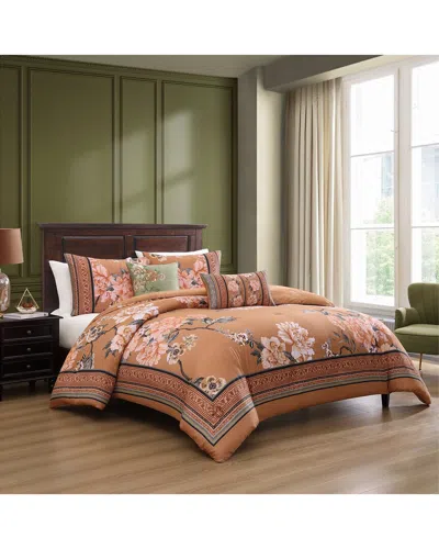 Bebejan 220 Thread Count Rossana Reversible Comforter Set In Brown