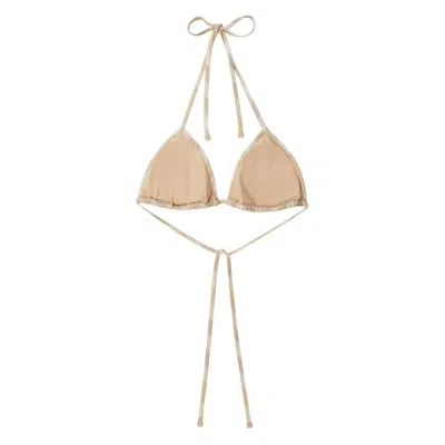 Burberry Check Triangle Bikini Top In Neutral
