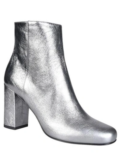 Shop Saint Laurent Metallic Ankle Boots In Silver