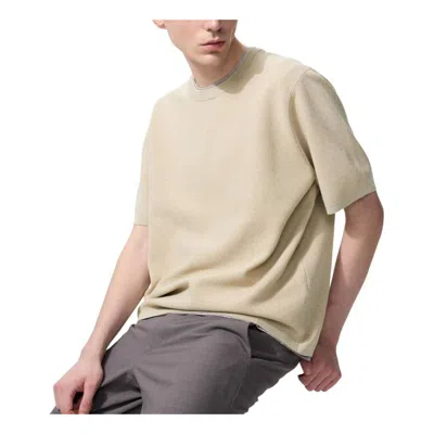 Uniqlo Washable Milano Ribbed Knitted T-shirt Beige Large  Us In Neutral