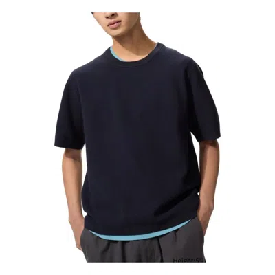 Uniqlo Washable Milano Ribbed Knitted T-shirt Navy Xl  Us In Blue