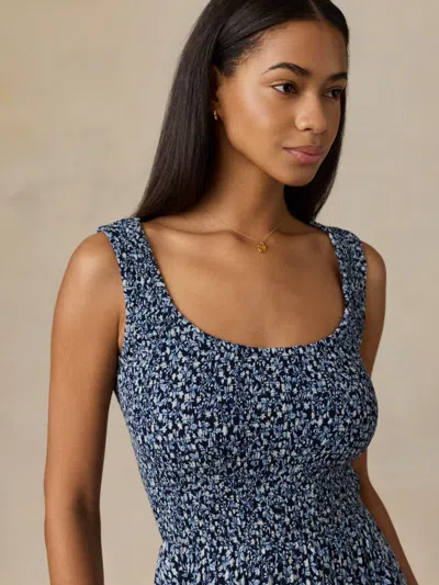 Faherty Sophia Smocked Dress In Blue