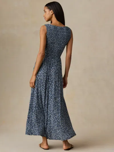 Faherty Sophia Smocked Dress In Blue