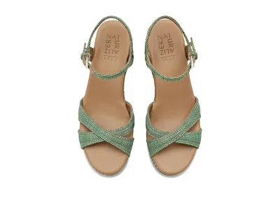 Naturalizer Dovie Raffia Ankle Strap Platform Sandal In Gold