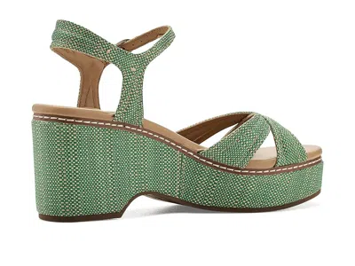 Naturalizer Dovie Raffia Ankle Strap Platform Sandal In Gold