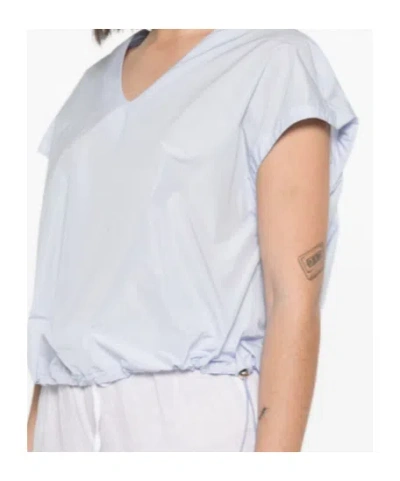 Herno Polyester Drawstring-hem V-neck Top In Blue
