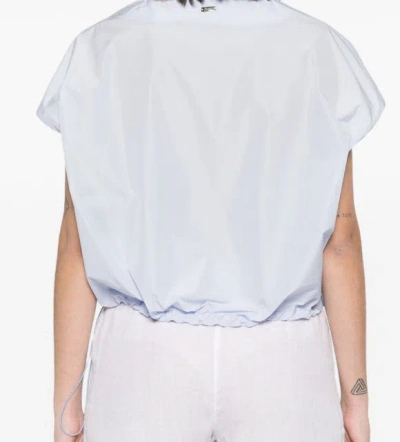 Herno Polyester Drawstring-hem V-neck Top In Blue