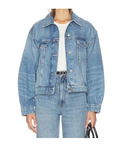 Anine Bing Structured Jacket Chest Pockets Silver Hardware In Blue