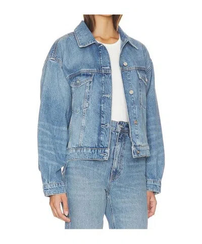 Anine Bing Structured Jacket Chest Pockets Silver Hardware In Blue