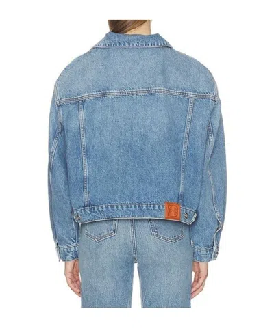 Anine Bing Structured Jacket Chest Pockets Silver Hardware In Blue