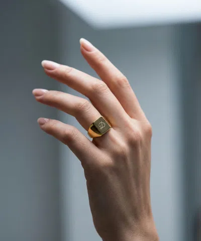 Skf The Script Rectangle Signet Ring In Gold