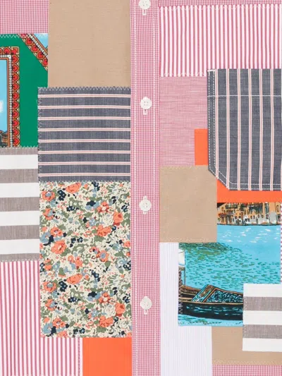 Junya Watanabe Patchwork-panel Gingham Shirt In Pink