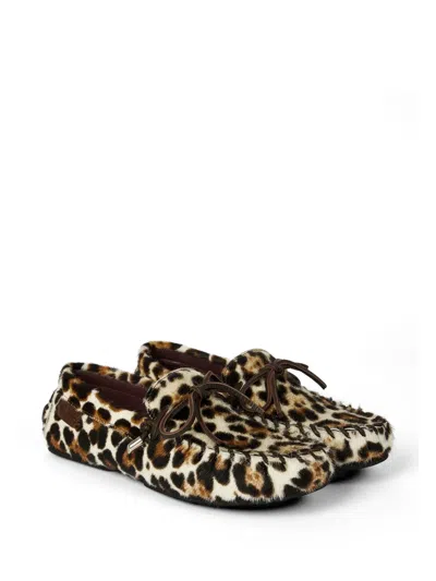 Paul Smith Womens Loafers Sonna Leopard Print Bow In Brown
