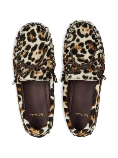 Paul Smith Womens Loafers Sonna Leopard Print Bow In Brown
