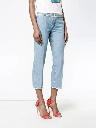 Shop Jour/né Cropped Jeans With Piping In Blue