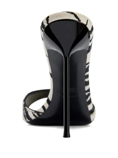 Paris Texas Lidia Zebra-print Canvas Mules In White