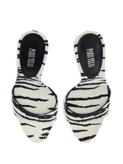Paris Texas Lidia Zebra-print Canvas Mules In White