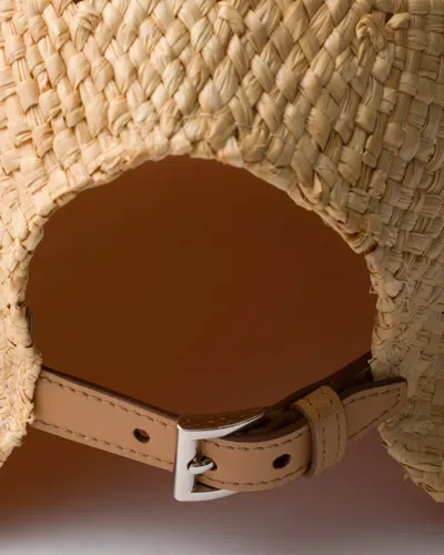 Prada Womens Neutral Raffia Adjustable Hat In Brown