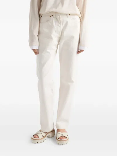 Prada Old Denim Five-pocket Jeans In White