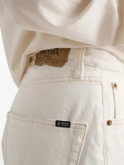 Prada Old Denim Five-pocket Jeans In White