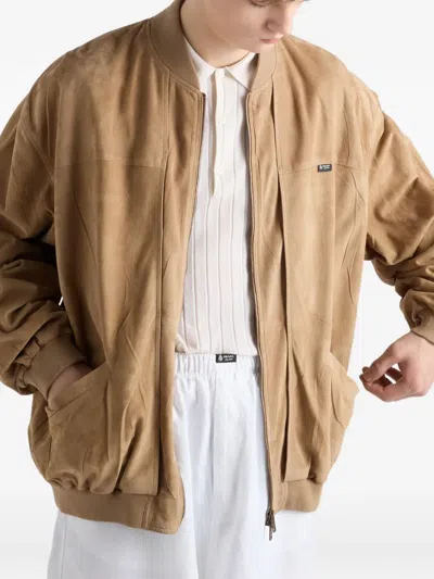 Prada Suede Bomber Jacket In Brown