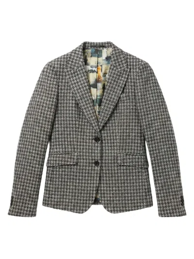 Abseits Houndstooth-pattern Blazer In Black