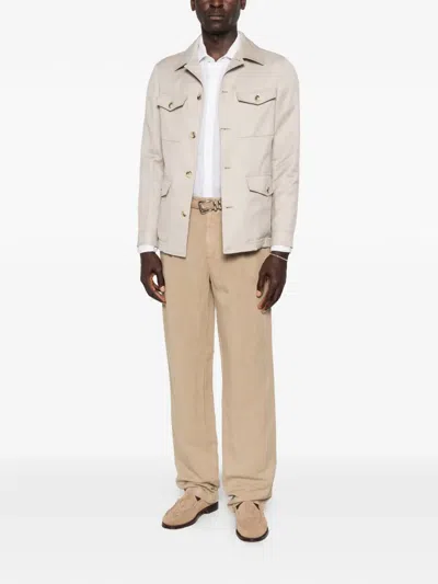 Canali Four-pocket Button-up Jacket In Neutral