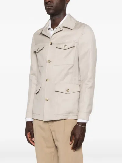 Canali Four-pocket Button-up Jacket In Neutral