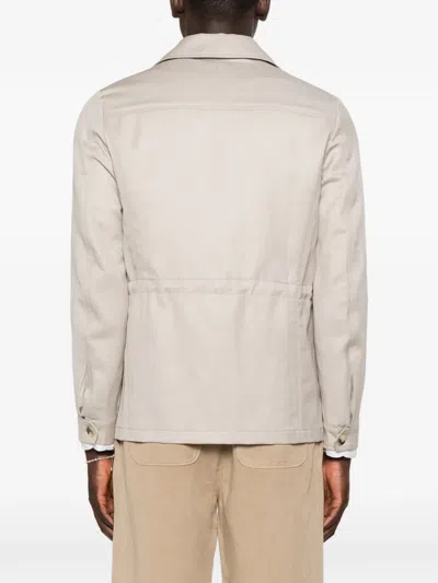 Canali Four-pocket Button-up Jacket In Neutral