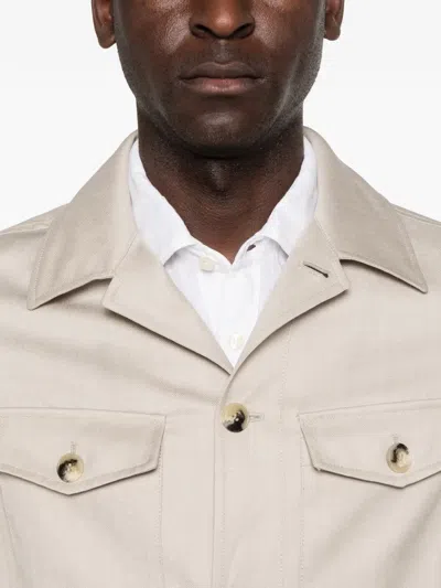 Canali Four-pocket Button-up Jacket In Neutral