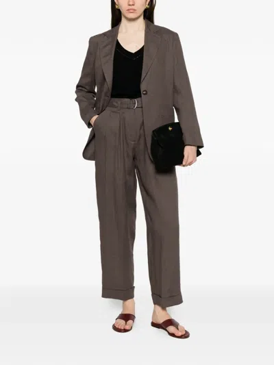 Panicale Belted Single-breasted Jacket In Brown