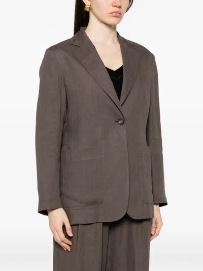 Panicale Belted Single-breasted Jacket In Brown