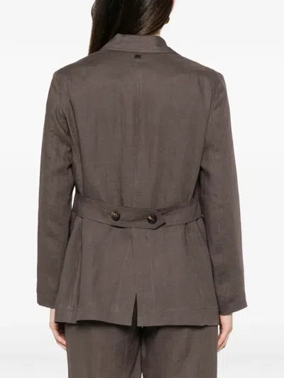 Panicale Belted Single-breasted Jacket In Brown