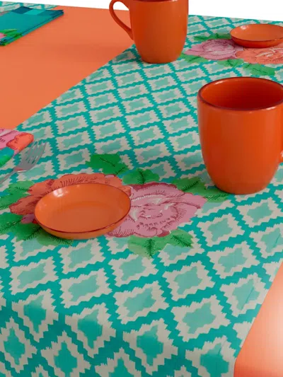 Lisa Corti Floral-print Geometric-pattern Table Runner In Multi