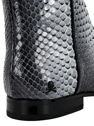 Philipp Plein Python-leather Ankle Boots In Silver