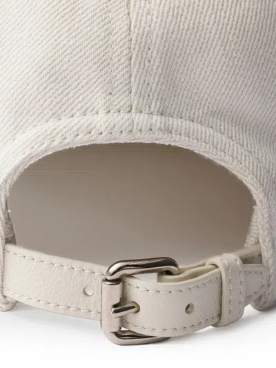 Prada White Textured Baseball Hat In White