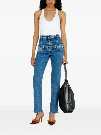 Diesel D-fynora Double-layer Jeans In Blue