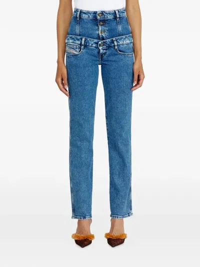 Diesel D-fynora Double-layer Jeans In Blue