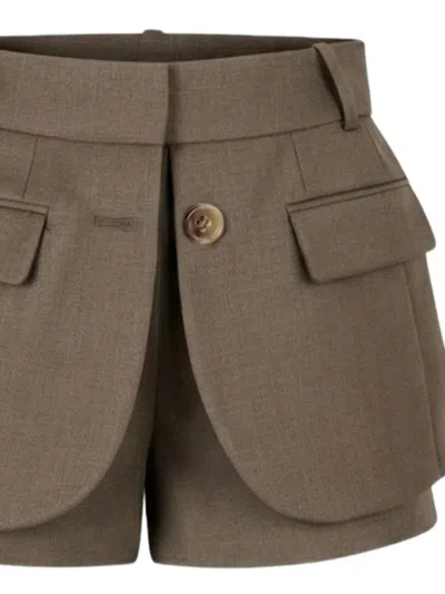 Monse Deconstructed Suede Short In Brown