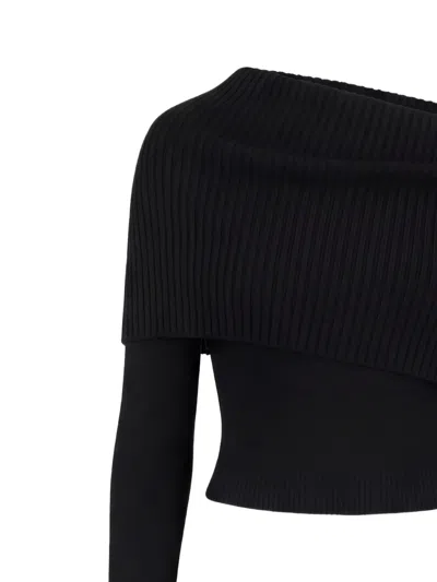 Monse Fold-over Backless Sweater In Black
