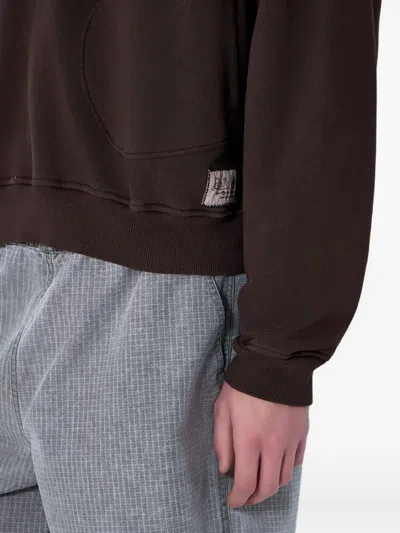 Brain Dead Half-zip Collared Sweatshirt In Brown