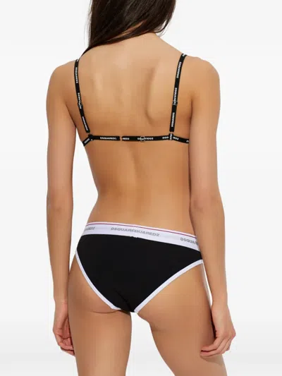 Dsquared2 Logo-print Triangle Bra In Black