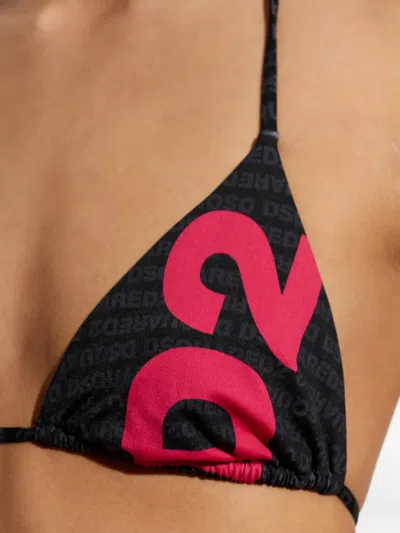 Dsquared2 Logo-print Bikini Top In Black