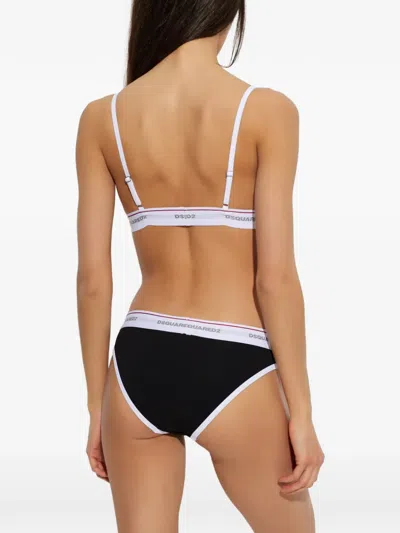 Dsquared2 Logo-tape Triangle Bra In Black