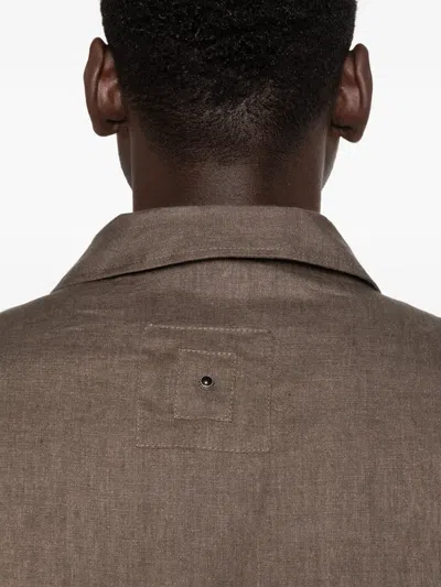 White Sand Buttoned Flap-pockets Jacket In Brown