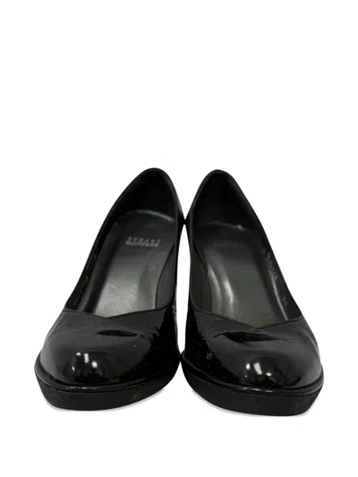 Pre-owned Stuart Weitzman Platform Round-toe Pumps In Black