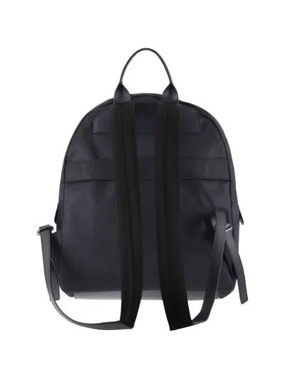 Kiton Nylon Backpack With Metal Lettering Logo In Blue