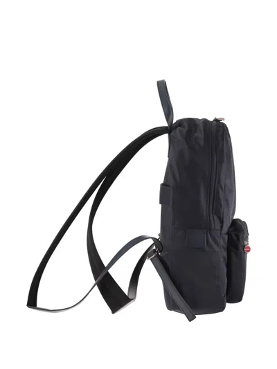 Kiton Nylon Backpack With Metal Lettering Logo In Blue